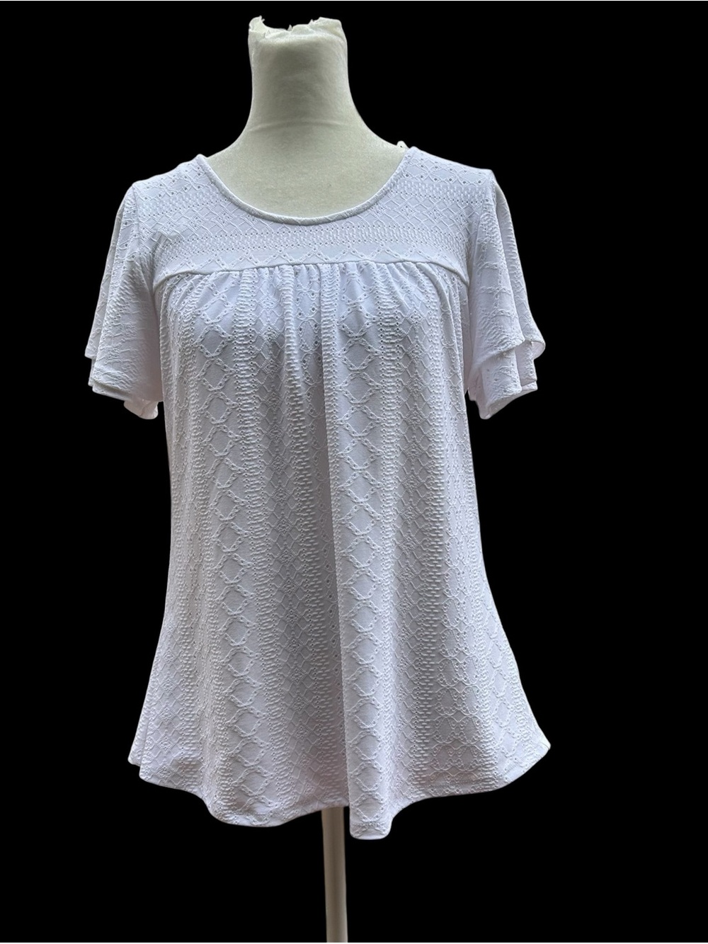 NEW Kim Rogers Top White Eyelet NWT Size P/M